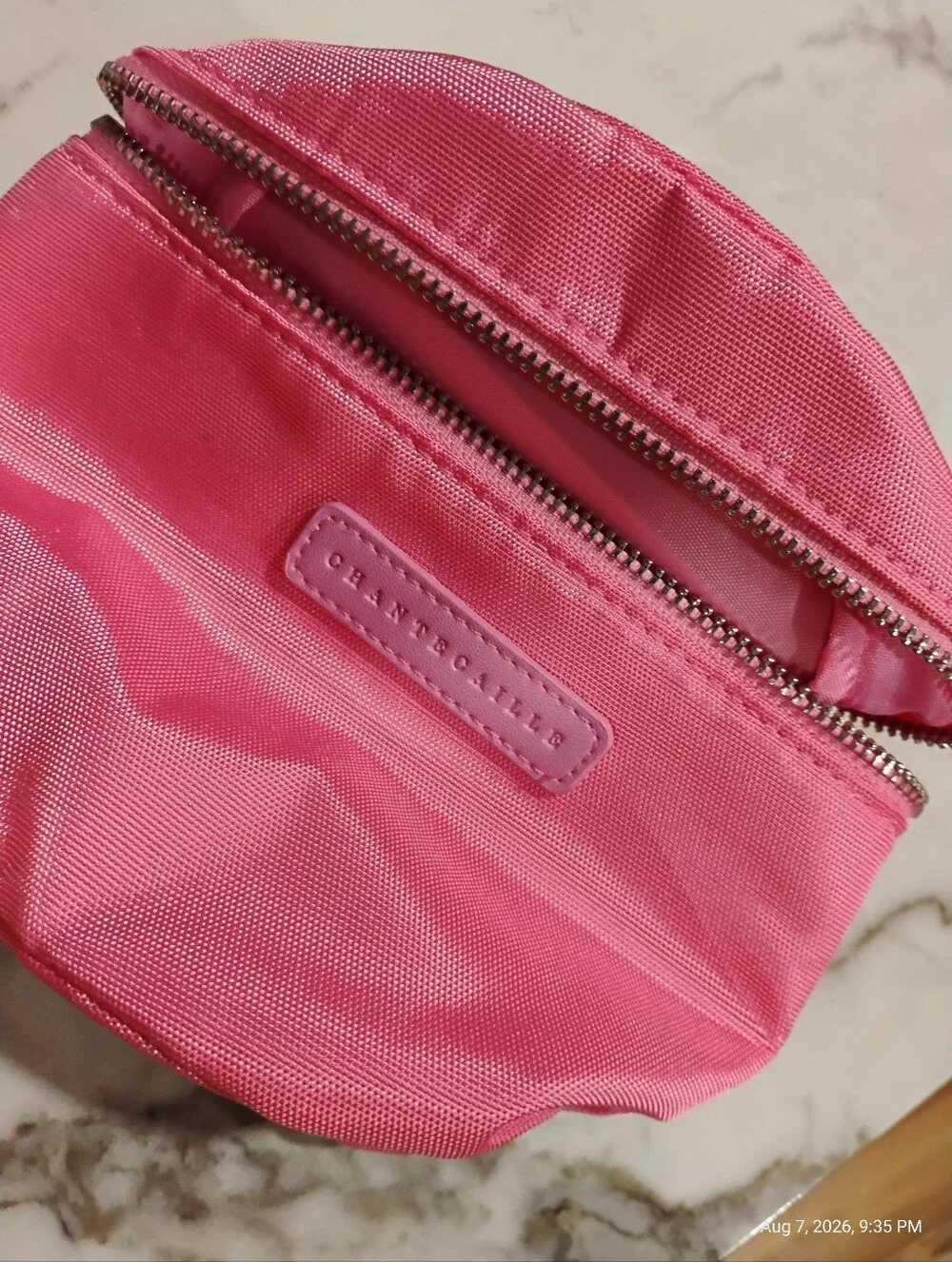 Chantecaille Bubblegum Pink Nylon Cosmetic Pouch with Zipper